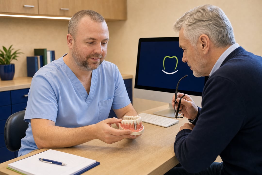 Schematyczny przekrój implantu zakotwiczonego w warstwie kości.